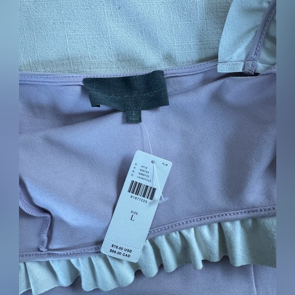 NWT Anthropologie One Should Faux Leather Detail Ruffle Top - Picture 2 of 3